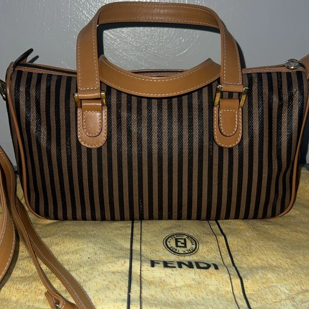 Fendi Brown and Black Striped Satchel - Picture 9 of 16